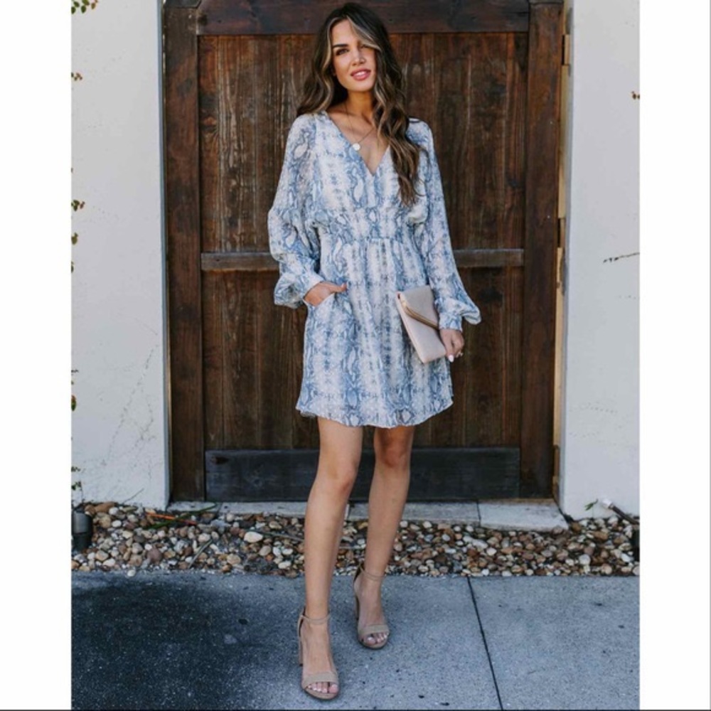 Vici Hiss-Terical Blue Snake Print Dress